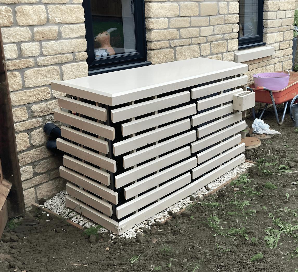 Heat pump cover in building castles
